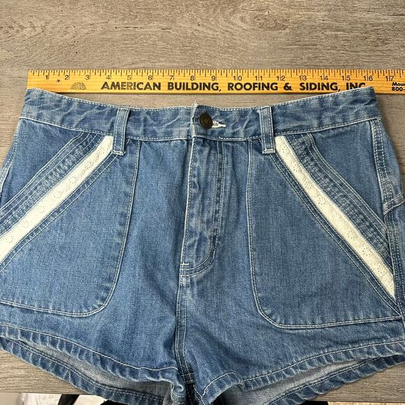Free People Sweet Surrender Shorts Denim Lace Details Size 30 - Picture 7 of 10